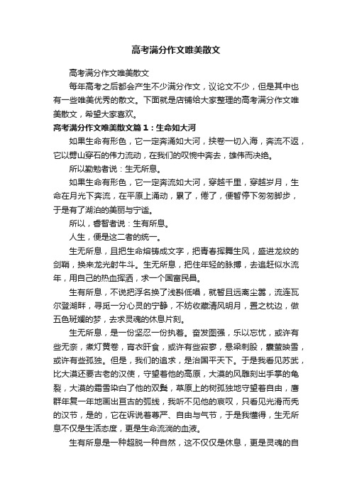 高考满分作文唯美散文