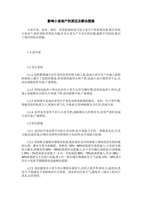 影响小麦高产的原因及解决措施