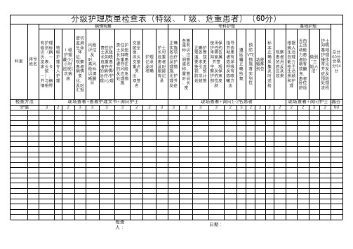 分级护理质量检查表