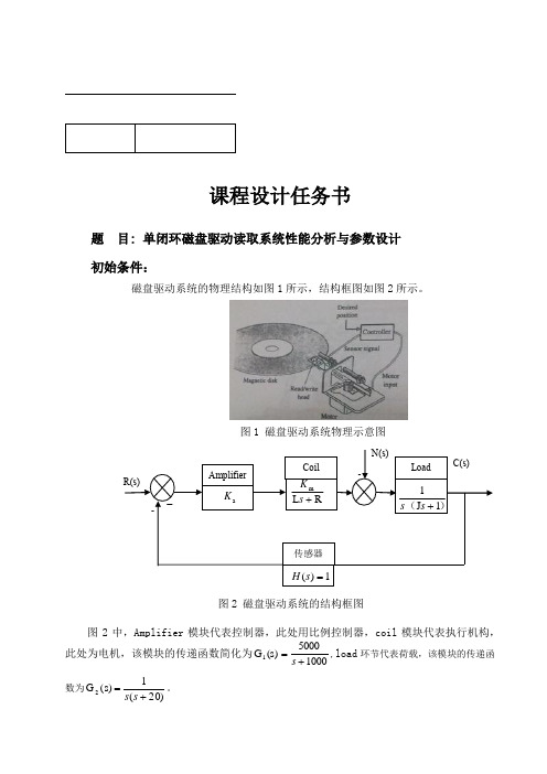 单闭环磁盘驱动读取系统性能分析与参数设计