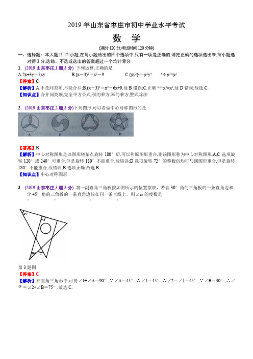 山东枣庄中考数学解析