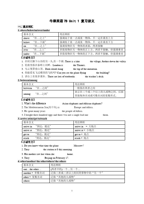 牛津英语7B复习资料