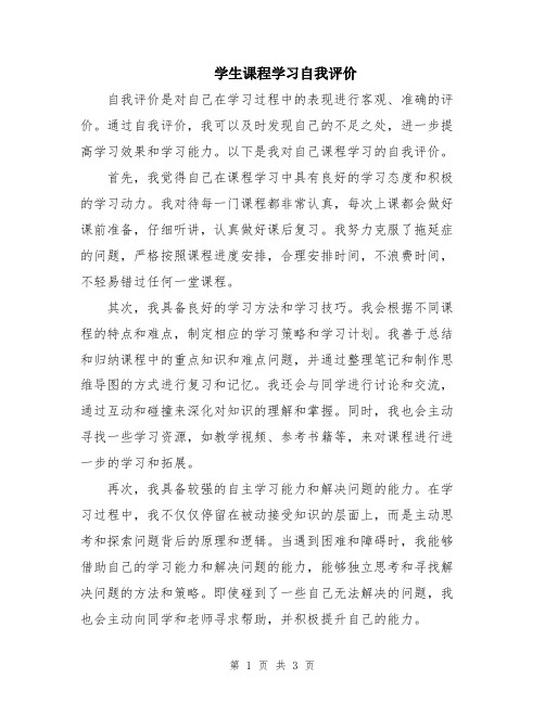 学生课程学习自我评价