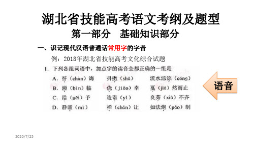 湖北省技能高考语文考纲及题型