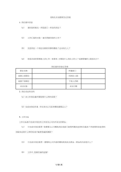 工作分析访谈法与访谈提纲