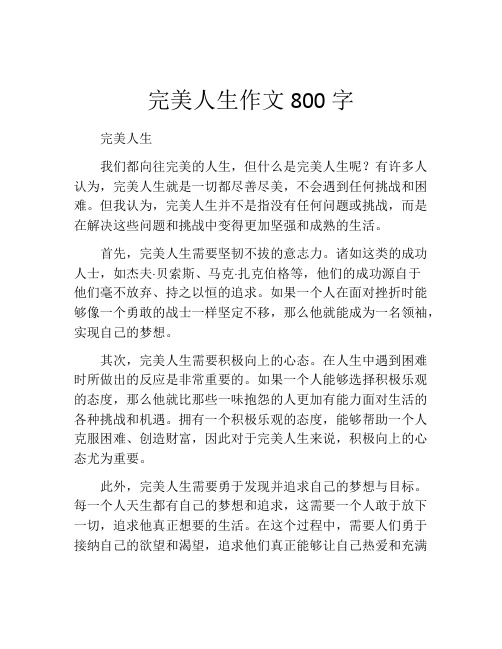 完美人生作文800字