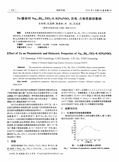 Ta掺杂对Na0.5Bi0.5TiO3-0.02NaNbO3压电、介电性能的影响