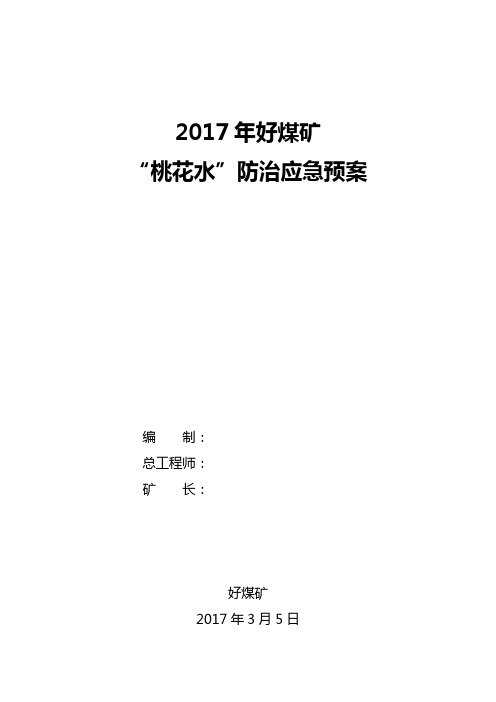 煤矿2017防治桃花水应急处置预案