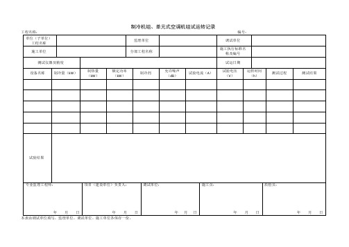 【工程表格模板】制冷机组单元式空调机组试运转记录