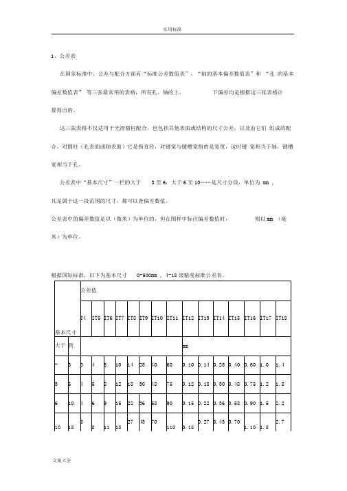 机械制图公差尺寸及查表