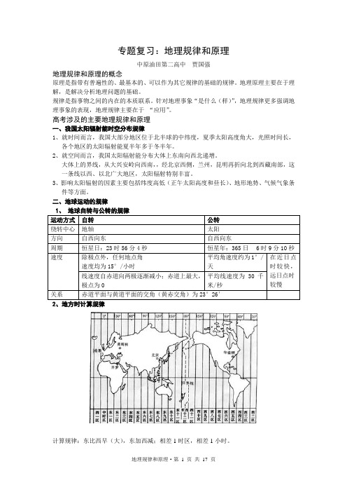 高考专题：地理规律和原理