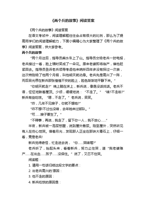 《两个兵的故事》阅读答案