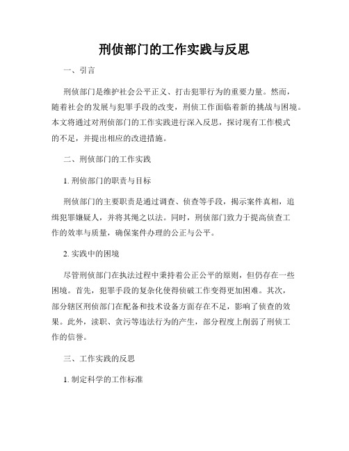 刑侦部门的工作实践与反思