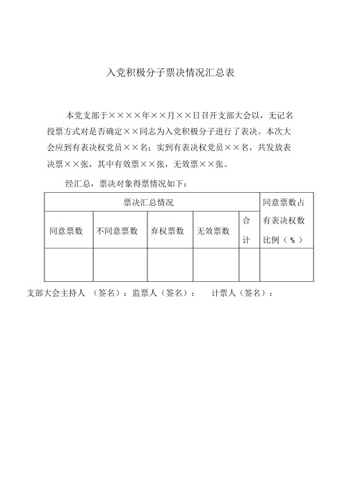 5.入党积极分子票决情况汇总表和表决票