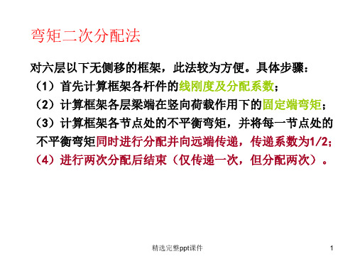 框架结构内力计算-竖向弯矩二次分配,水平D值法