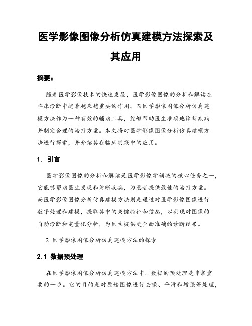 医学影像图像分析仿真建模方法探索及其应用