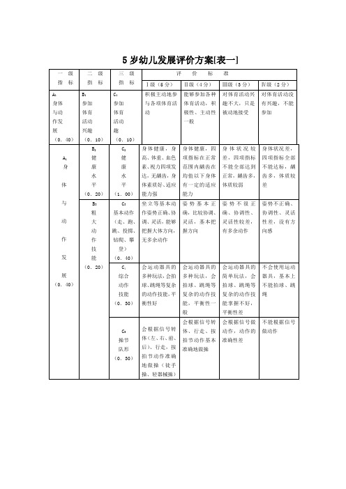 5岁幼儿发展评价方案[表一]