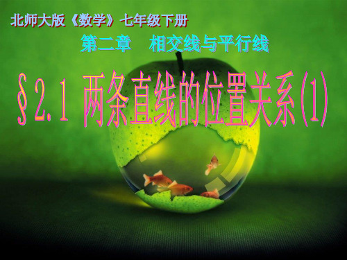 北师大版七年级下册数学:2.1两条直线的位置关系对顶角、余角和补角课件(15张PPT)