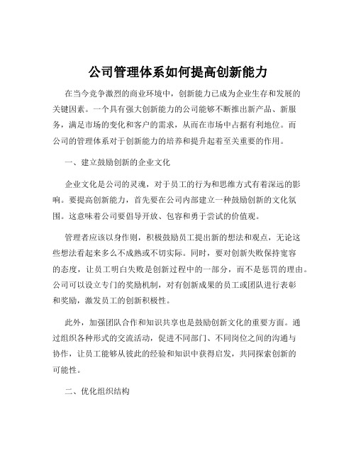 公司管理体系如何提高创新能力