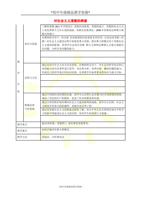 人教版九年级下册历史2 对社会主义道路的探索教案 (4)