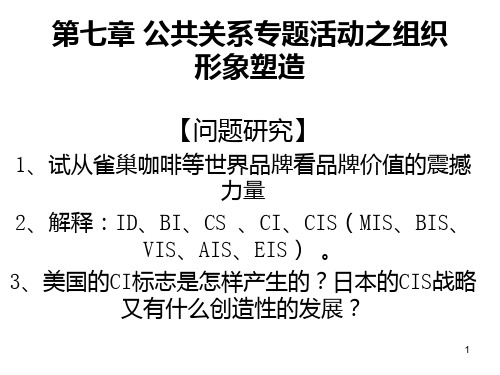 第七章--公共关系专题活动之组织形象塑造PPT课件