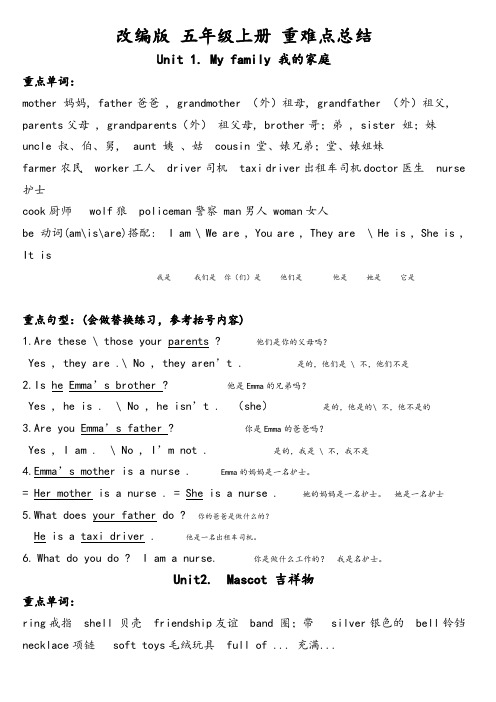 Joinin五年级上册重难点