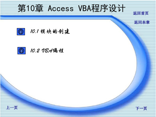 《Access 2002数据库应用实训教程》第10章：Access VBA程序设计
