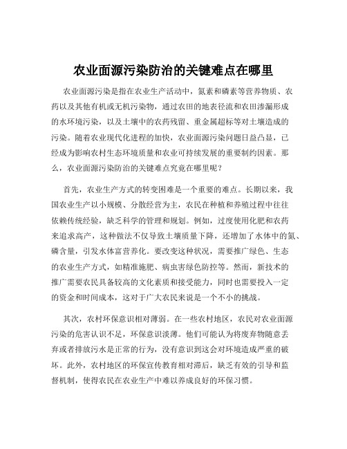 农业面源污染防治的关键难点在哪里