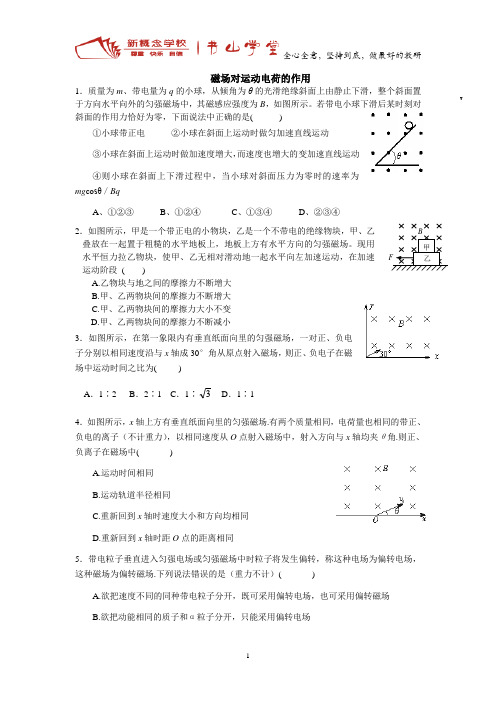 选修3-1 第六章 磁场 磁场对运动电荷的作用