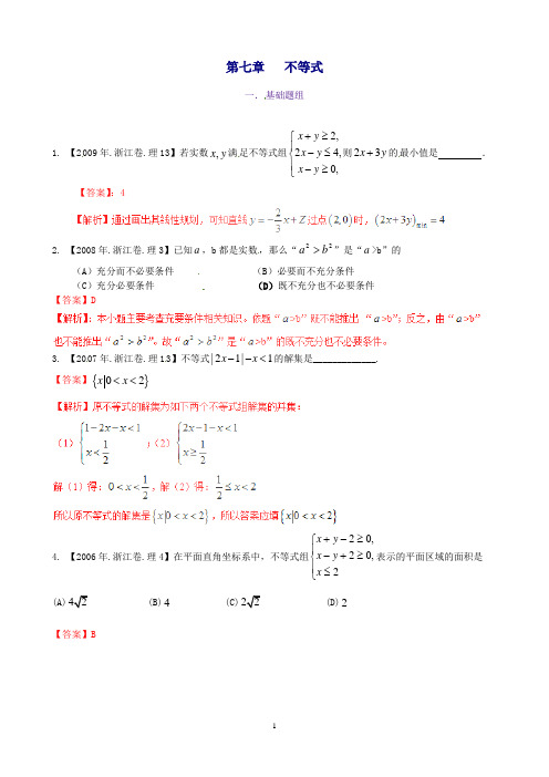 (浙江版)高考数学分项汇编专题7不等式(含解析)理