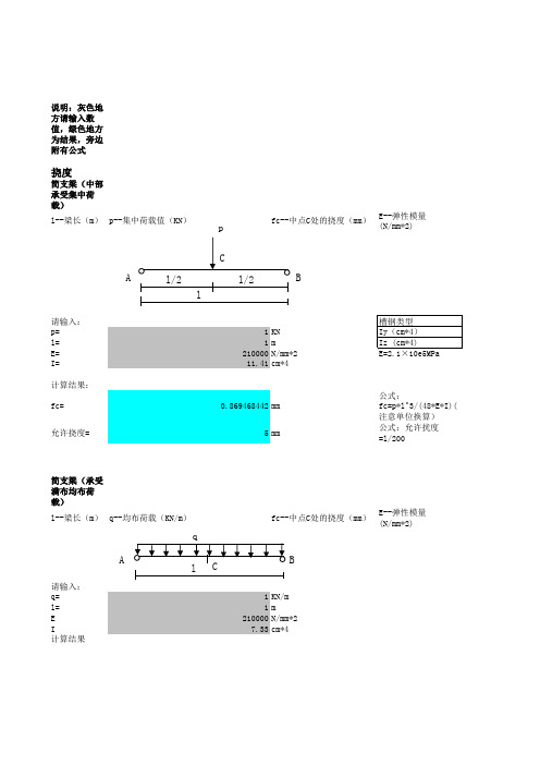 弯矩挠度表格new