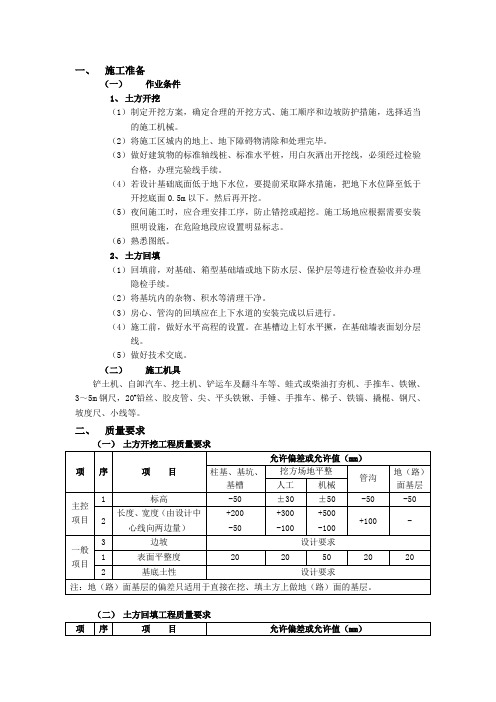 土方开挖和回填工程