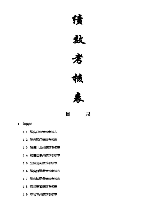 汽车4S店员工绩效考核全套表格