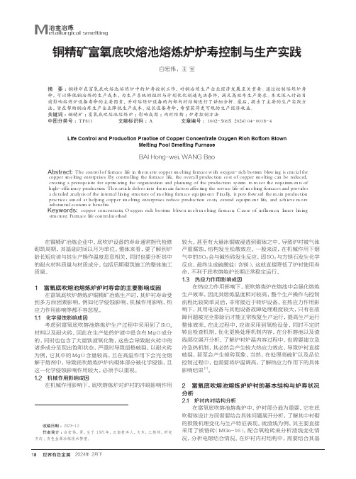 铜精矿富氧底吹熔池熔炼炉炉寿控制与生产实践