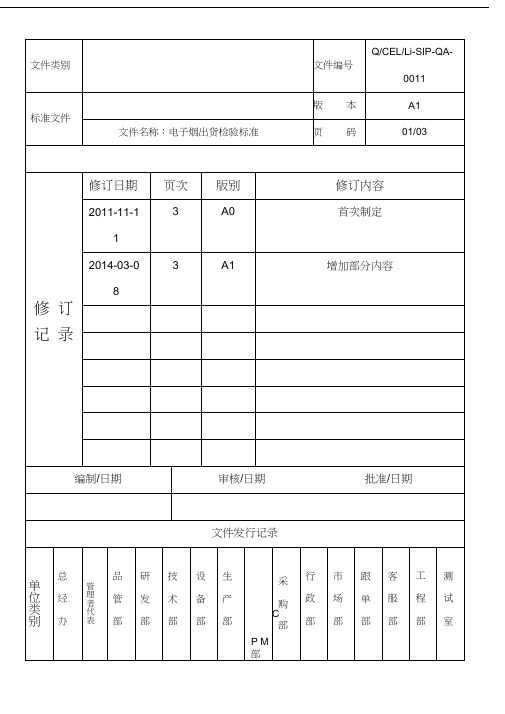 电子烟出货检验标准