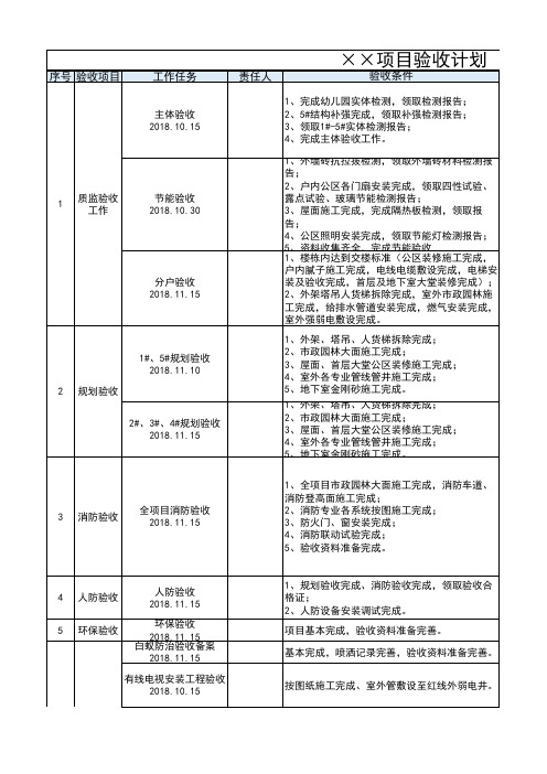 某项目竣工验收计划(详细)