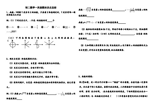 003一次函数章节知识点+典型例题