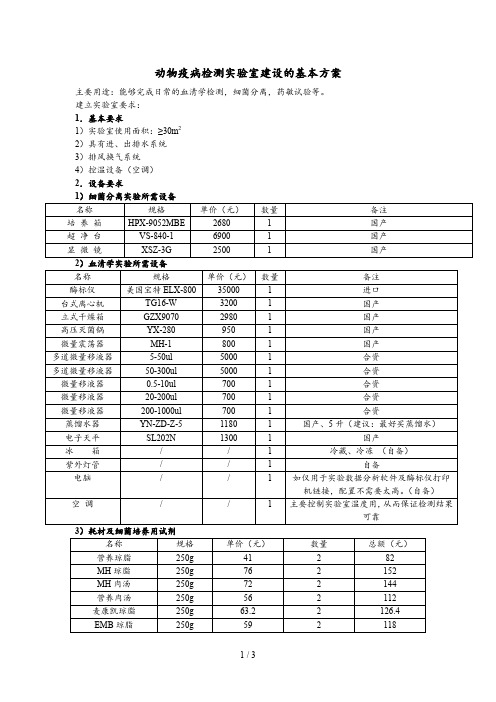 动物疫病检测实验室建设方案