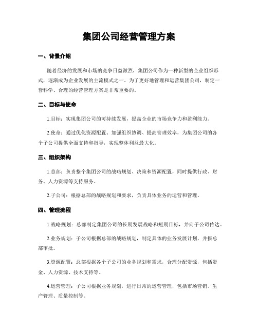 集团公司经营管理方案