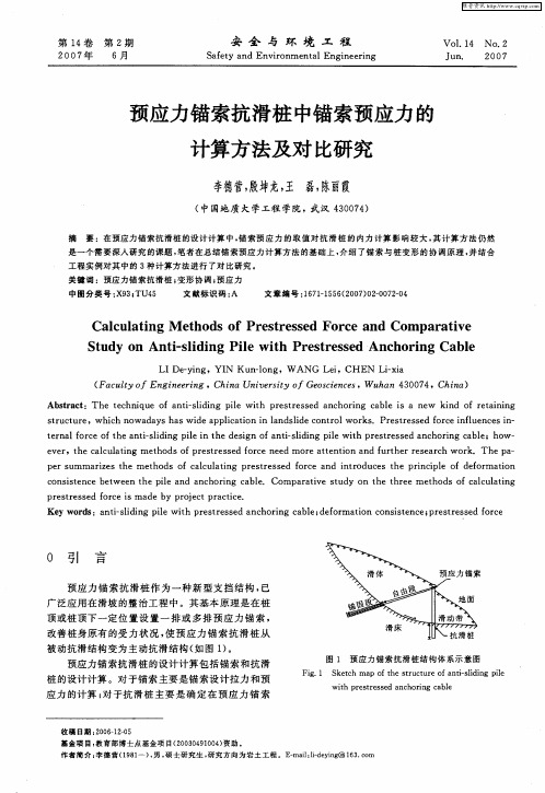 预应力锚索抗滑桩中锚索预应力的计算方法及对比研究