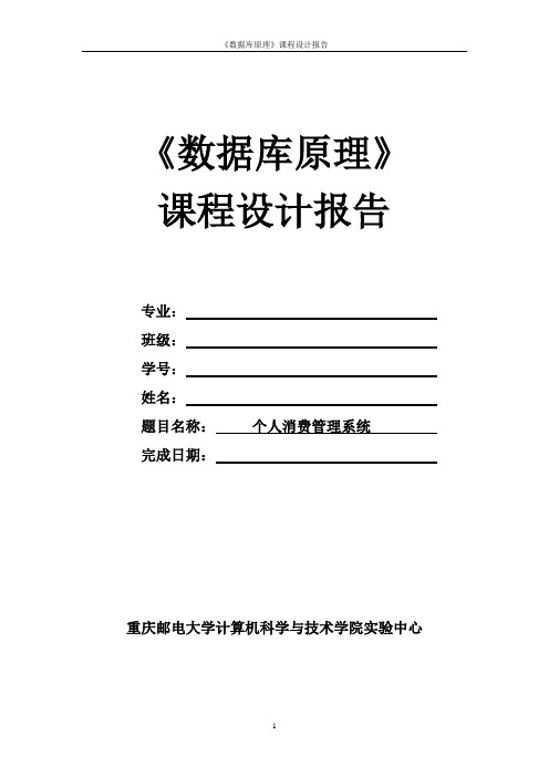 课程设计案例--个人消费管理系统