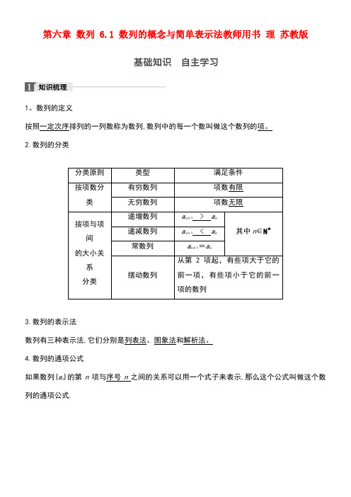 高考数学大一轮复习第六章数列6.1数列的概念与简单表示法教师专用理苏教版