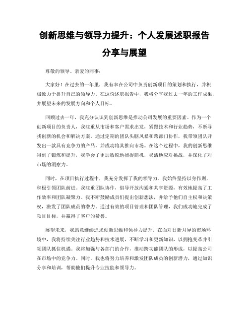 创新思维与领导力提升：个人发展述职报告分享与展望