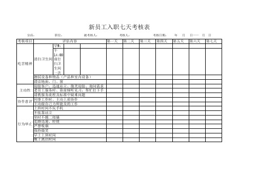 新员工入职七天考核表