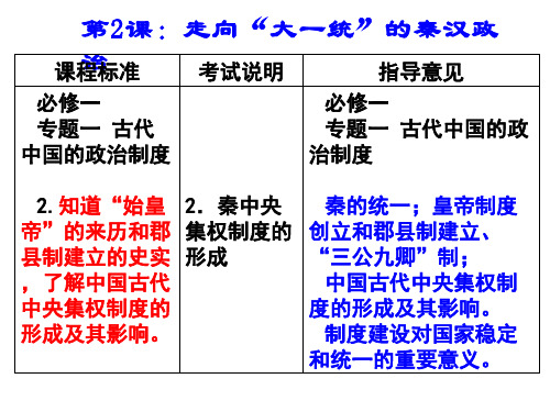 高中历史一轮复习必修一第二节走向大一统的秦汉政治