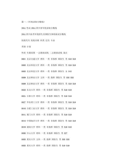 2015年军校招生分数线