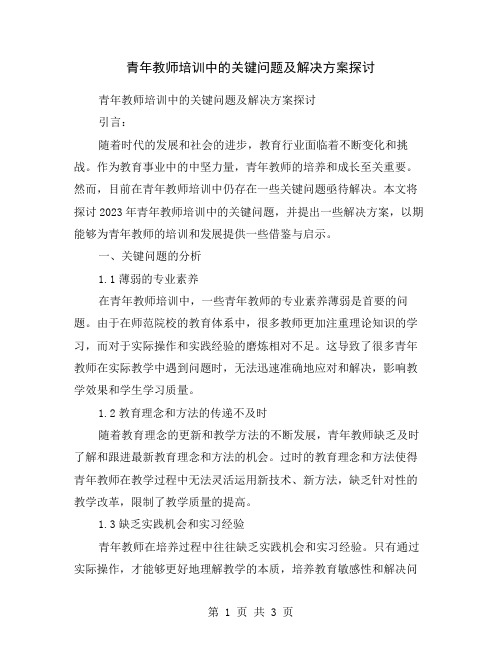 青年教师培训中的关键问题及解决方案探讨