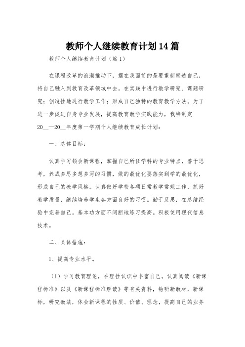 教师个人继续教育计划14篇