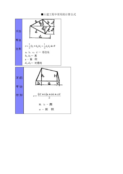 土建工程中常用的计算公式