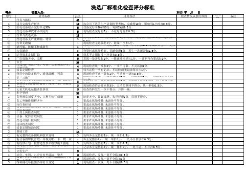 洗选厂质量标准化检查评分办法